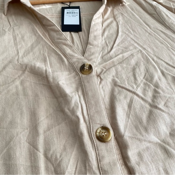 Arna York Women's Viscose-Linen Long Sleeve Button Down Shirt, Tan, Size 22/24 - Picture 7 of 10